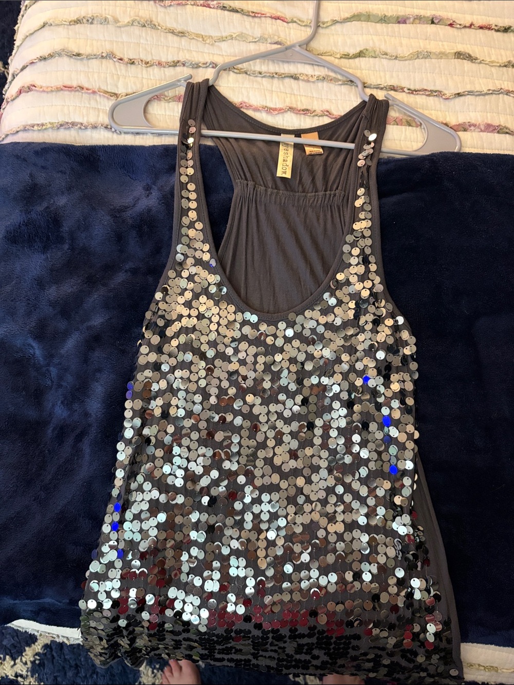 Eyeshadow Black Sequin Racerback Tank Top